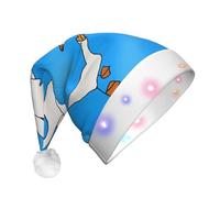 WZYCWB White Goose House Adult Santa Hats, Plush New Year Christmas Party Gifts, Unisex New Year LED Light Santa Hats