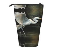 WZYCWB White Heron Printed Retractable Pen Holder Suitable for use as a Simple Cosmetic Bag, Wallet, etc.
