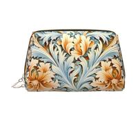 WZYCWB White-Orange Pattern Printed Leather Cosmetic Bag - Stylish and Portable Cosmetic Storage Bag