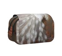 WZYCWB White peacock with open screen Portable Pencil Case ideal for organizing pens in the office or storing makeup brushes