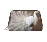 WZYCWB White Peacock with Open Screen Printed Leather Cosmetic Bag - Stylish and Portable Cosmetic Storage Bag