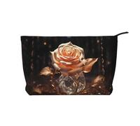 WZYCWB White Rose Gold Printed Cosmetic Storage Bag, Perfect for Business Trips and Travel.