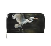 WZYCWB White Roses Leather clutch bags zipper wallets and card holders are perfect for travel or daily use, White Heron, One Size