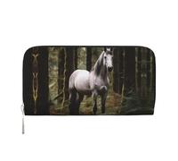 WZYCWB White Roses Leather clutch bags zipper wallets and card holders are perfect for travel or daily use, White Horse In The Jungle, One Size