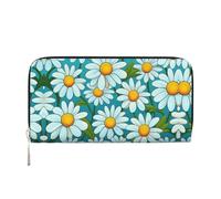 WZYCWB White Roses Leather clutch bags zipper wallets and card holders are perfect for travel or daily use, White Daisy, One Size