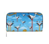 WZYCWB White Roses Leather clutch bags zipper wallets and card holders are perfect for travel or daily use, White Crane And Hanging Tower, One Size