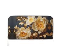 WZYCWB White Roses Leather clutch bags zipper wallets and card holders are perfect for travel or daily use, White Gold Peony, One Size