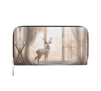 WZYCWB White Roses Leather clutch bags zipper wallets and card holders are perfect for travel or daily use, White Deer In The Jungle, One Size