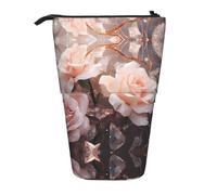 WZYCWB White Roses Printed Retractable Pen Holder Suitable for use as a Simple Cosmetic Bag, Wallet, etc.