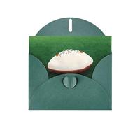WZYCWB White Rugby Ball Patterned Dark Green Holiday Card (6x4) with Envelope. Suitable for birthdays, weddings, and condolences.