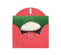 WZYCWB White Rugby Ball Patterned Red Holiday Card (6x4) with Envelope. Suitable for birthdays, weddings, and condolences.
