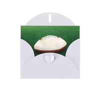 WZYCWB White Rugby Ball Patterned White Holiday Card (6x4) with Envelope. Suitable for birthdays, weddings, and condolences.