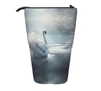 WZYCWB White swan on ice Printed Retractable Pen Holder Suitable for use as a Simple Cosmetic Bag, Wallet, etc.