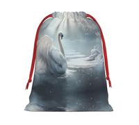 WZYCWB White swan on ice S Printed Gift Bags - Perfect for Weddings, Christmas, and Holidays - S/M/L