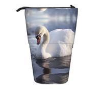 WZYCWB White swan Playing in The Water Printed Retractable Pen Holder Suitable for use as a Simple Cosmetic Bag, Wallet, etc.