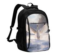 WZYCWB white swan Printed laptop backpack, business men's commuter backpack, computer bag with USB port charging