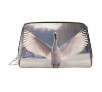 WZYCWB White swan Printed Leather Cosmetic Bag for Women - Stylish and Soft, Durable