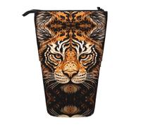 WZYCWB White-Whiskered Tiger Printed Retractable Pen Holder Suitable for use as a Simple Cosmetic Bag, Wallet, etc.