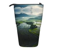 WZYCWB Wide Rice Fields Printed Retractable Pen Holder Suitable for use as a Simple Cosmetic Bag, Wallet, etc.