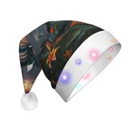 WZYCWB Wild Lily Dream Flower Sea Patterned Santa Hat | Plush Glowing Holiday Hat for Christmas, New Year's, and Party Events