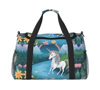 WZYCWB winter Santa Claus Handheld travel bag weekend bag fitness yoga bag suitable for fitness and other scenarios, Running Unicorns, One Size