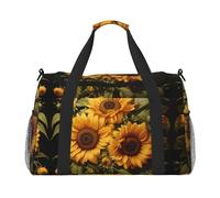 WZYCWB winter Santa Claus Printed fitness travel bag. Perfect for yoga training, short trips, and swimming gear., With the Yellow Sunflower, One Size