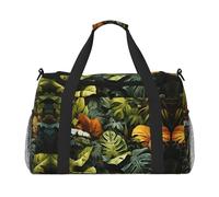 WZYCWB winter Santa Claus Printed fitness travel bag. Perfect for yoga training, short trips, and swimming gear., Tropical Rainforest Palm Leaves, One Size