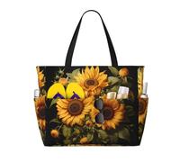 WZYCWB with the yellow sunflower Printed beach travel bag for swimming and fitness/supermarket shopping/seaside vacation