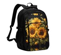 WZYCWB with the yellow sunflower Printed laptop backpack, business men's commuter backpack, computer bag with USB port charging