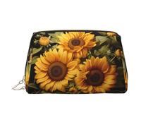 WZYCWB with The Yellow Sunflower Printed Leather Cosmetic Bag for Women - Stylish and Soft, Durable