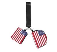 WZYCWB Wristlet Coin Purse for Unisex, Polyester, Zip Closure, 10 x 12 x 3 cm, American Flag Print, 2 Compartments