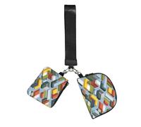 WZYCWB Wristlet Coin Purse for Unisex, Polyester, Zip Closure, 10 x 12 x 3 cm, Colour Block Stacking Print, 2 Compartments