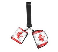 WZYCWB Wristlet Coin Purse for Unisex, Polyester, Zip Closure, 10 x 12 x 3 cm, Retro Canada Flag Print, 2 Compartments