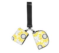 WZYCWB Wristlet Coin Purse for Unisex, Polyester, Zipper, 10 x 12 x 3 cm, Sunflower Print, 2 Compartments