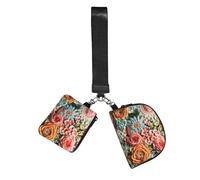 WZYCWB Wristlet Coin Purse for Unisex, Polyester, Zipper Closure, 10 x 12 x 3 cm, Floral Print, 2 Compartments