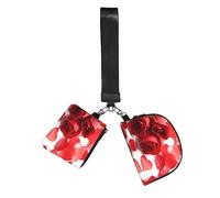 WZYCWB Wristlet Coin Purse for Unisex, Polyester, Zipper Closure, 10 x 12 x 3 cm, Red Rose Print, 2 Compartments