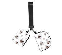 WZYCWB Wristlet Coin Purse for Women, Polyester, Zip Closure, 10 x 12 x 3 cm, Bee Animal Print, 2 Compartments