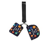 WZYCWB Wristlet Coin Purse Unisex Black Polyester with Zipper Closure, 3 x 10 x 12 cm, Planet Print, 2 Compartments