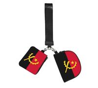 WZYCWB Wristlet Coin Purse Unisex Black Polyester Zip 10 x 12 x 3 cm Angola Flag Print with 2 Compartments