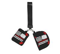 WZYCWB Wristlet Coin Purse Unisex Black Polyester Zip 10 x 12 x 3 cm Firefighter American Flag Print with 2 Compartments
