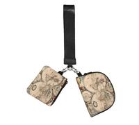 WZYCWB Wristlet Coin Purse Unisex Polyester with Zip Closure, 10 x 12 x 3 cm, World Map Retro Print, 2 Compartments