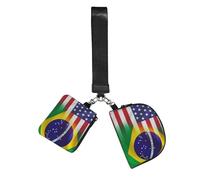 WZYCWB Wristlet Coin Purse Unisex Polyester Zip 10 x 12 cm American and Brazilian Flag Print with 2 Compartments