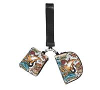 WZYCWB Wristlet Coin Purse Unisex Polyester Zip 10 x 12 cm Dragon and Tiger Print with 2 Compartments