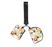 WZYCWB Wristlet Coin Purse Unisex Polyester Zip with 2 Compartments, Mid Century Modern Print