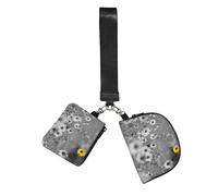 WZYCWB Wristlet Coin Purse Unisex Polyester Zipper 12 x 10 x 3 cm Black and White Sunflower Print with 2 Pockets