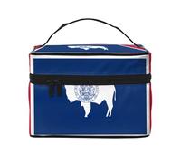 WZYCWB Wyoming State Flag Large cosmetic bag for women, portable large capacity cosmetic bag, travel cosmetic bag storage bag for girls, Black, One Size, Black, One Size