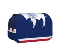 WZYCWB Wyoming State Flag Patterned Portable Pencil Case ideal for organizing pens in the office or storing makeup brushes