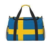 WZYCWB Wyoming State Flag Printed fitness travel bag. Perfect for yoga training, short trips, and swimming gear., Swedish Flag, One Size