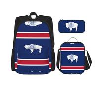 WZYCWB Wyoming State Flag School Bag + Pencil case + Lunch Bag Combination Backpack Suitable for Everyday Commuting