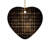 WZYCWB Yellow checkered patterned Heart Shape ceramic pendant, perfect for decorating your home Christmas tree for winter parties